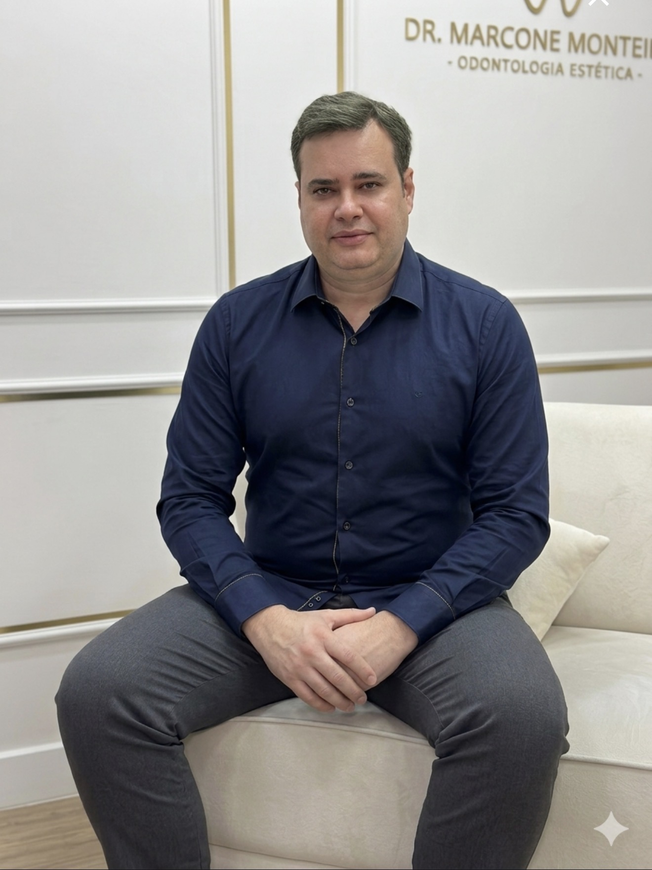 Dr. Marcone Monteiro, cirurgião-dentista em Guarulhos, no consultório de odontologia estética